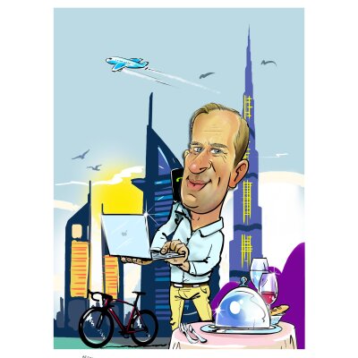 Caricature and background Caricature and background