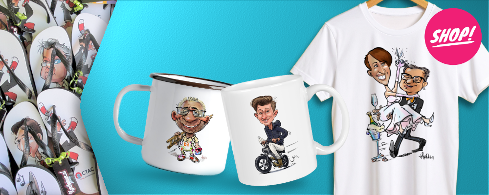 Caricature with body from € 73.50 (with existing theme)