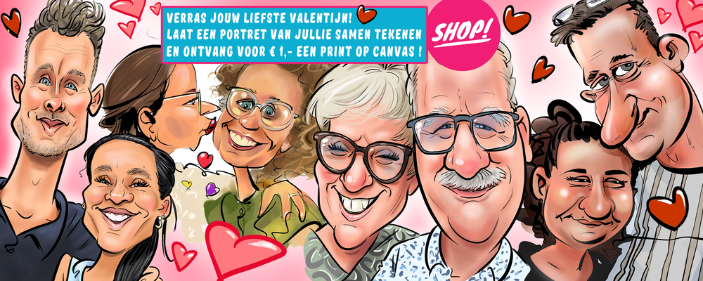 Valentine's Day promotion! Choose 'canvas Valentine's Day promotion' under products and get the canvas (30x20cm) for € 1,- incl. shipping costs!